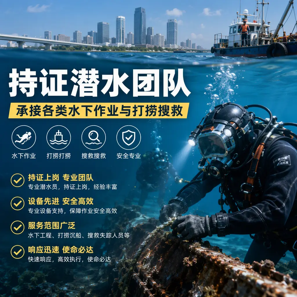 持证潜水团队,承接各类水下作业与打捞搜救莫力达瓦